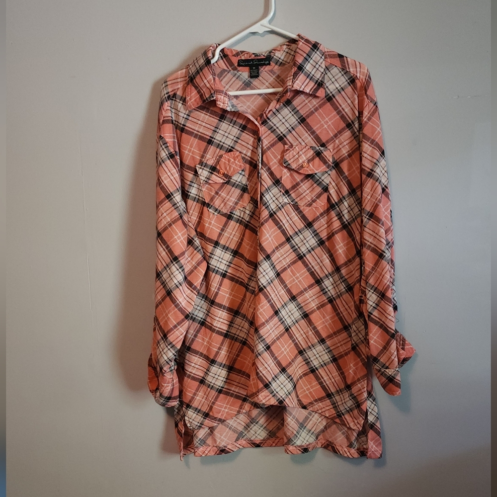 French Laundry button up pink flannel shirt 2X - Picture 1 of 5